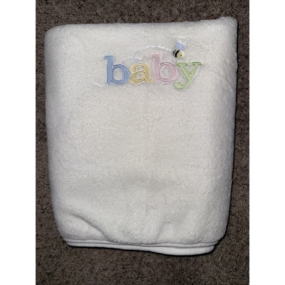 Vintage Carter's BABY White Bee Baby Fleece Crib Blanket Girl 30 X 40 - Picture 1 of 4